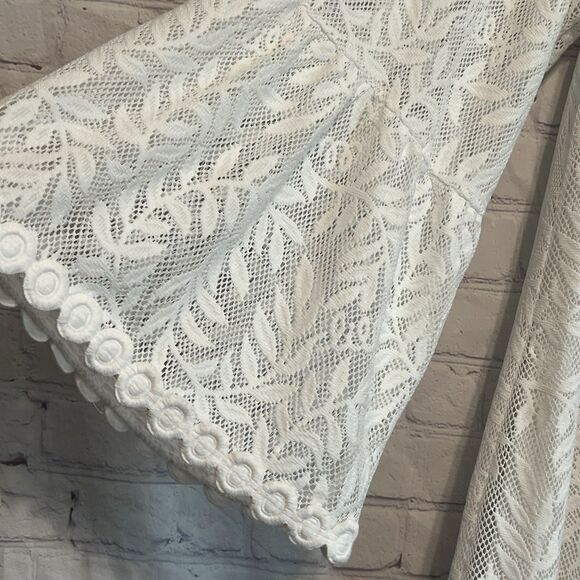 Lilly Pulitzer Nevie Dress White Swirling Leaf Off Shoulder Dress Resort - Picture 4 of 14